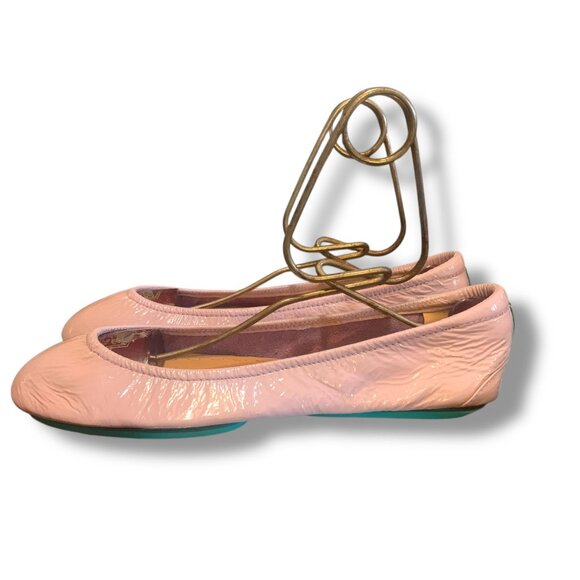 Tieks by Gavrieli Ballet Flats Blush Patent Leather Teal Soles Size 9 - Picture 3 of 9